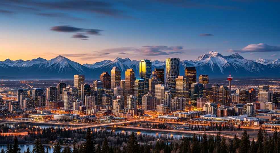 Professional photograph of Calgary or Edmonton city skyline